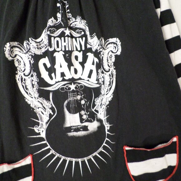 Kaos Recycled Johnny Cash Dress Black/White/Red Stripe Girls Youth Sz 6 - Picture 4 of 10
